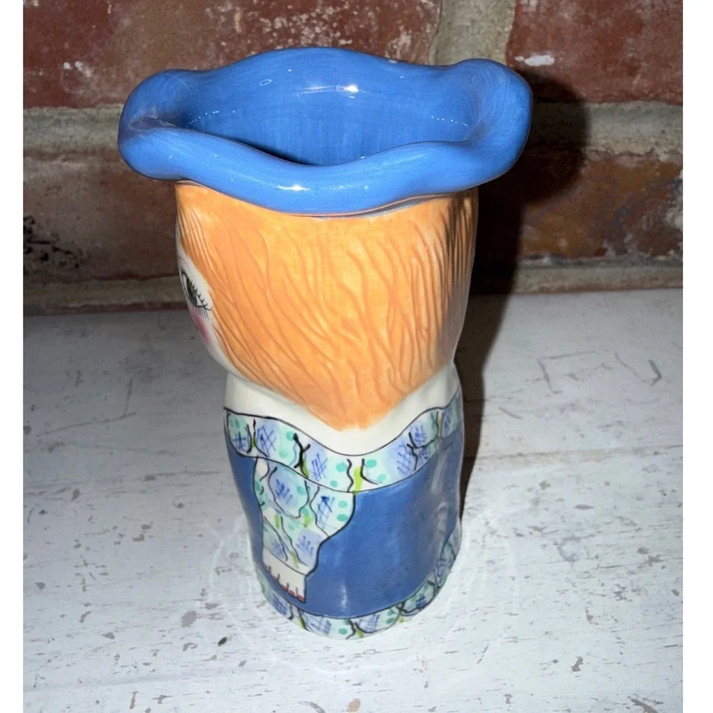 Susan Paley by Ganz Figural Bud Vase Vintage Folk Art‎ Face Ceramic MEG